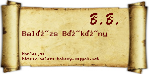 Balázs Bökény névjegykártya